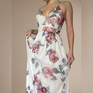 WINDSOR Lovely Day Bloom Sheer Floral Maxi Dress S